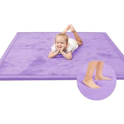 Baby Play Mat for Floor,1.3" Thick Memory foam Tummy Time Mat for Toddlers,Infants,kids,Water-Repellent Soft Nursery Rug,Extra Large Non Slip for Crawling&Yoga,Tatami Style for Living Room(Lavender)