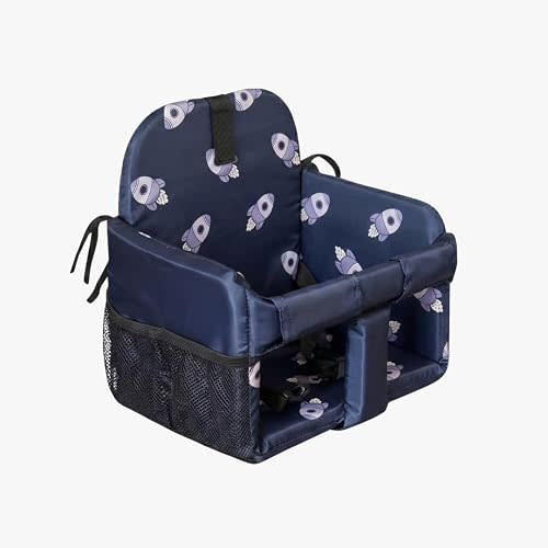 High Chair Insert & Shopping Cart Seat for Baby, Padded Sit-Up Support Cushion with Safety Buckle for Restaurant High Chairs, Grocery Carts & Swings, Foldable Portable, 4+ Months, Blue Space