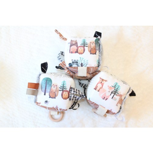 Animal Sensory Block,  Activity Cube, Wooden Teether, Baby Rattle, Baby Shower Gift