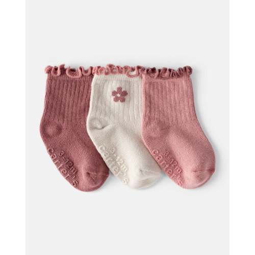 Baby 3-Pack Flowers Socks - Pink/White - Carter's | Carter's