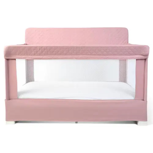 Baby Delight Lunaire Full Size Crib | Breathable Mesh Baby Crib | Tool-Free Assembly Baby Bed | 100% GOTS Certified Organic Cotton Fabric | Organic Rose