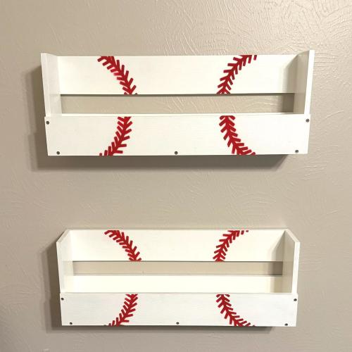 Baseball Bookshelf (24 Inch - Set of 2) | Trophy Shelf for Boys Room | Sports-Themed Storage & Baseball Display Shelf | Baseball Room Decor