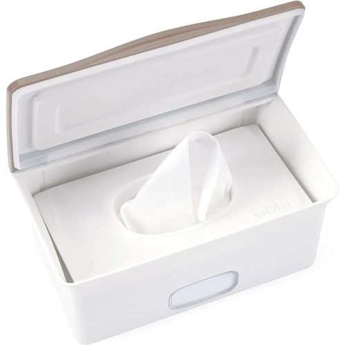 Ubbi Baby Wipes Dispenser with Weighted Plate, Taupe