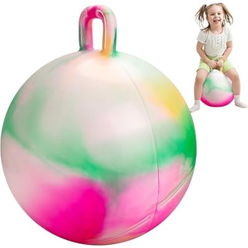 Hopper Ball 18 Inch Bouncy Ball with Handle for Kids, Hippity Hop Jumping Bouncer Hopping Toy for Boys and Girls Ages 3-6 with Pump and Gift Box for Birthday