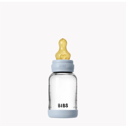 BIBS Baby Glass Bottle Set 4oz Latex - Baby Blue | Anti-Colic – Bibsworld store US