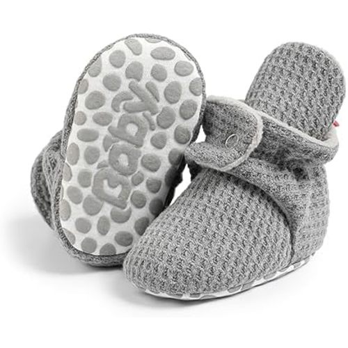 CENCIRILY Baby Unisex Booties Warm Fleece Winter Stay On Infant Slipper Socks Boys Girls Soft Non Slip Sole Newborn First Walkers Ankle Crib Shoes