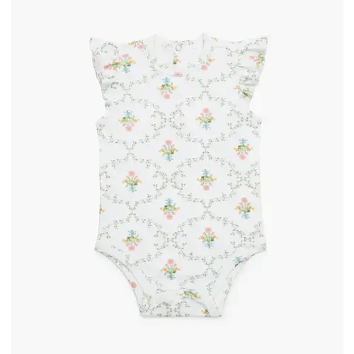 The Jillee Ruffle Onesie - Pastel Trellis