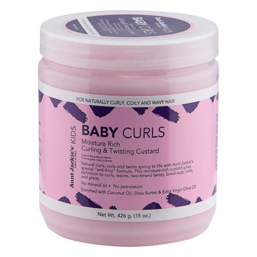 Aunt Jackie's Kids Baby Curls, Moisture Rich Curling and Twisting Custard for Naturally Curly, Coily and Wavy Hair, 15 oz C32