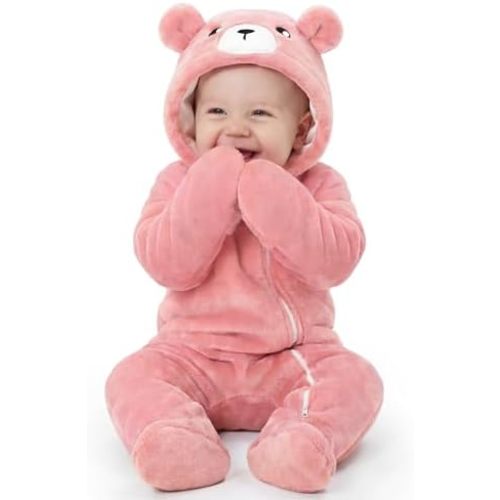 Looxii Baby Snowsuit Fleece Baby Winter Clothes for Newborn Boys and Girls Hooded Footies Romper Bear Costume Soft Warm