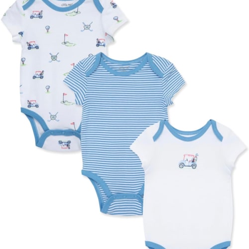 Little Me Clothes for Baby 3-Pack 100% Cotton Scratch Free Tag Bodysuits, Newborn to 9 Months