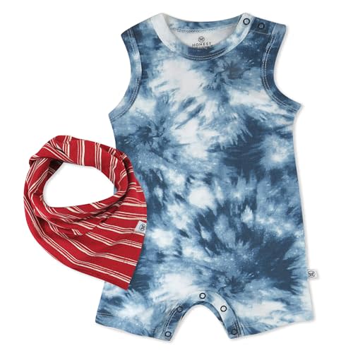 HonestBaby Bubble Romper and Headband Set Organic Cotton for Infant Baby and Toddler Boys, Girls, Unisex