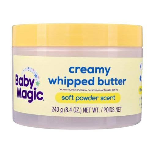Baby Magic Creamy Whipped Butter, Soft Powder Scent, Helps Keep Skin Feeling Healthy and Baby Soft, Hypoallergenic, 8.4 fl oz.