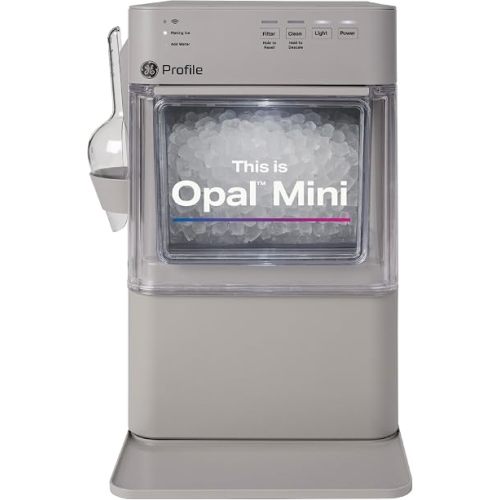 GE Profile Opal Mini Nugget Ice Maker, Portable Countertop Pellet Ice Machine, Soft Chewable Ice, 36 lbs Per Day, Top Fill Water Reservoir, 2 lb Bin, 6 Pack Descaler & Scoop Included, Stone Grey