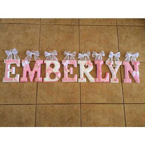 Custom Pink Nursery Wooden Name Letters - Beveled Wall Decor