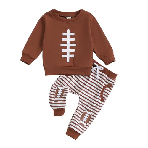 Toddler Baby Boy Football Outfit Football Embroidery Sweatshirt Pullover Casual Jogger Pant 2Pcs Fall Sport Clothes