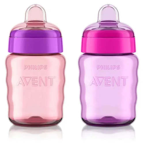 Avent - 2Pk My Easy Sippy Cup, Pink/Purple, 9Oz | MacroBaby
