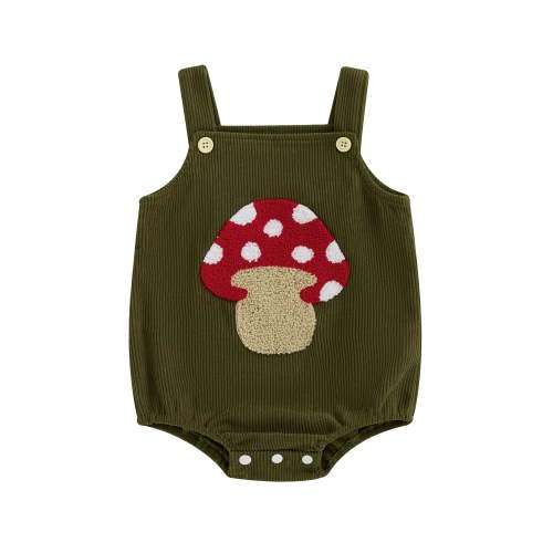 aturustex Toddler Baby Girls Boys Rompers 0-18M Infant Sleeveless Overalls Embroidery Ladybug Bee Fruit Mushroom Bodysuit Square Neck Jumpsuits Newborn Fashion Comfy Loose Casual Daily Clothes
