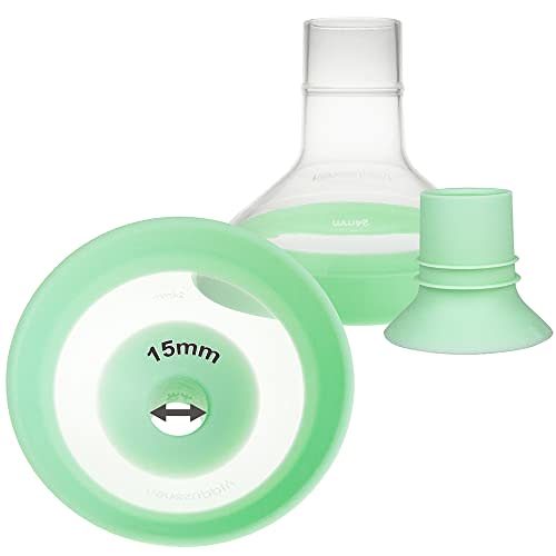 Nenesupply 15mm Inserts and 24mm Flex Flanges Compatible with Lansinoh Breastpump Replacement to Lansinoh Flanges 15mm and Breastshields Work with Signature Pro Smartpump and Manual Pumps