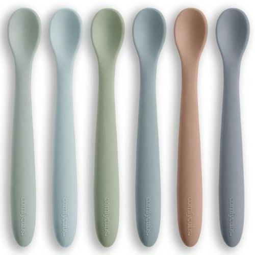 Comfy Cubs Silicone Baby Spoons Set 6-Pack, Ocean – BPA Free, Soft Gum-Safe Toddler Eating Essentials – Lightweight & Flexible