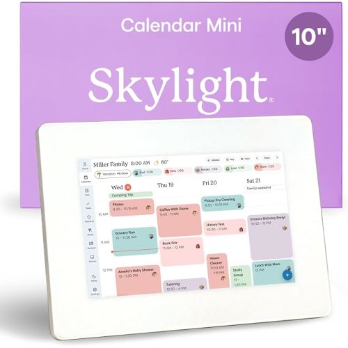 Skylight Calendar Mini — 10-Inch Digital Calendar Touchscreen Display for Shared Scheduling – Interactive Planner for Chores, Lists, and Reminders, White