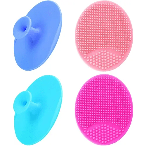 Baby Bath Brush, Baby Cradle Cap Brush, Silicone Massage Brush, Silicone Scrubbers Exfoliator Brush, Skin Scrubber Baby Essential for Dry Skin, Cradle Cap and Eczema (Small-4PCS)
