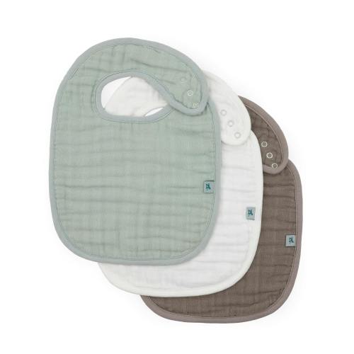 Organic Cotton Muslin Classic Bib 3 Pack - White Sage