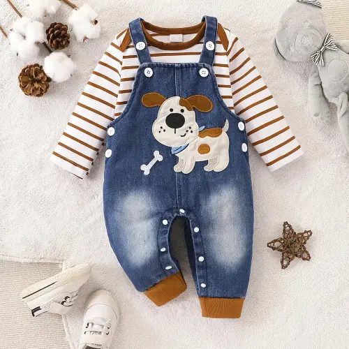 2 Pieces - Long Sleeve & Overall Set