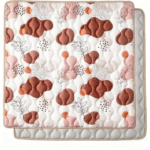 Bunnikins & Clover Tapis de jeu pour bébé, tapis de sol extra épais et grand pour bébé, tapis de jeu doux et antidérapant pour bébés, tapis de jeu pour tout-petits, tapis de jeu pliables et lavables