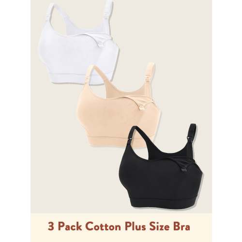 3 Pack Cotton Plus Size Bra
