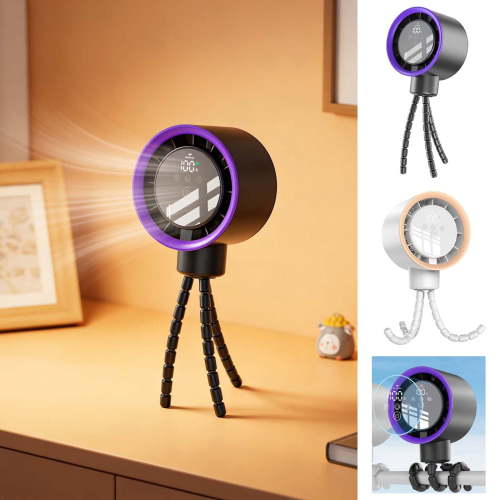 HJuyYuah Travel Friendly Stroller Fan, Flexible Octopus Tripod, 100 Speeds Rechargeable with Timer for Outdoor