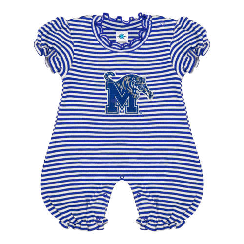 Memphis Tigers Stripe Puff Sleeve Romper | College Baby