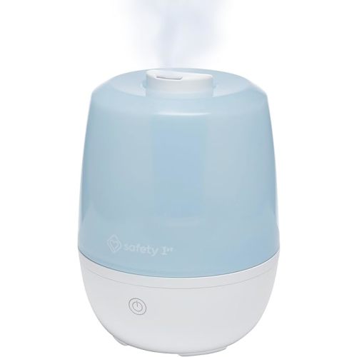 Safety 1st Everyday Cool Mist Humidifier, 1.5L Air Humidifier for Baby Nursery & Plants, Ultrasonic, Compact, Auto Shut-Off, Easy Clean, 12-Hour Run Time, 360° Nozzle, 3 Mist Levels