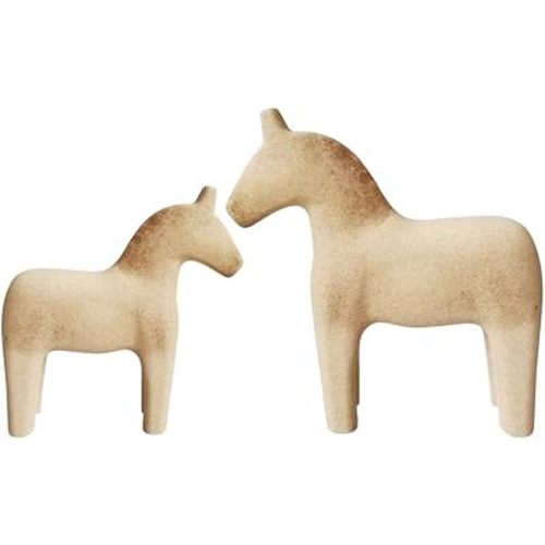 Beige Wooden Animal Ornaments - DIY Unfinished Wood Crafts for Home Decoration Handcrafted Animal Figure Pair for Creative and Desktop Decor