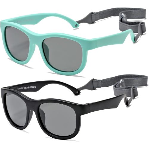 Flexible Polarized Baby Sunglasses with Adjustable Strap for Toddler Newborn Infant Age 0-24 Months
