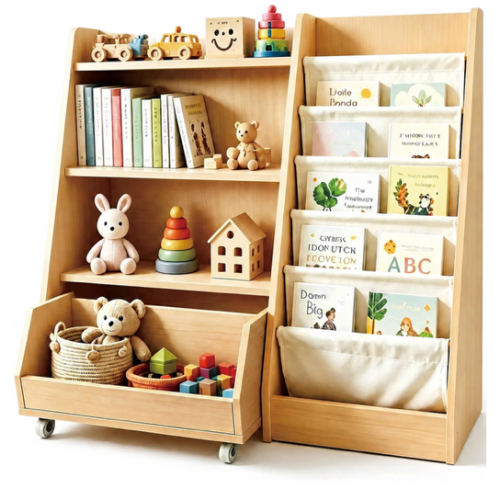 Amazon.com: Kids Bookshelf and Toy Storage - Wooden Toddler Book Shelf with Drawer | 4 Tier Toddler Bookshelf with Rolling Drawer for Kids Room & Nursery. Versatile Toy Cabinet with Books & Craft Storage : Home & Kitchen