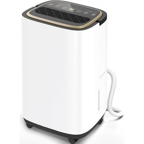 5000 Sq.Ft Dehumidifier for Basement with Drain Hose, Update 50 Pint Large Best Compressor Dehumidifiers for Home or Garage, Smart Humidity Control, 24H Timer & Child Lock, Ideal for Large Rooms