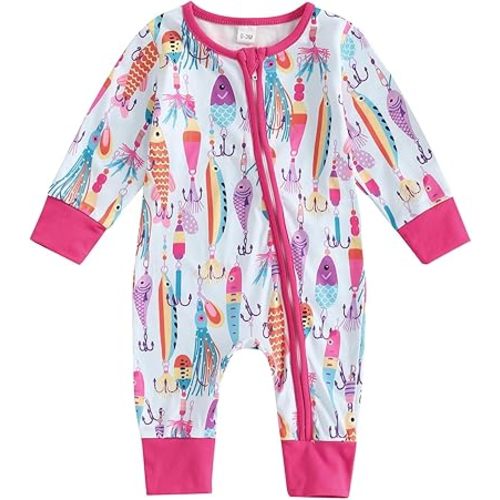 Infant Baby Boy Girl Fishing Outfit Long Sleeve Romper Onesie Jumpsuit Newborn Coming Home Fall Clothes
