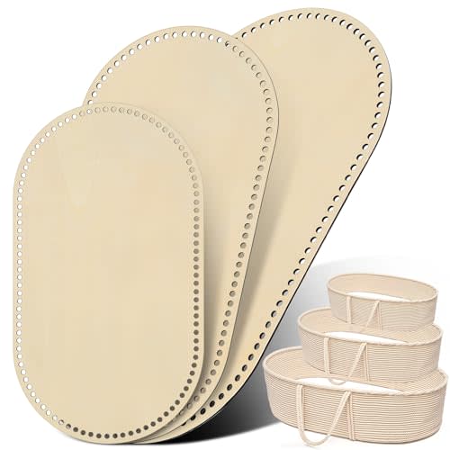 CroBlissful 3 PC Large Moses Basket Wood Bottom 3 Sizes(30x17inch+30x15inch+28x16inch) Oval Natural Wooden Base Shaper for DIY Crochet or Knitting Home Baby Doll Weaving Crafts Decoration(Base Only)