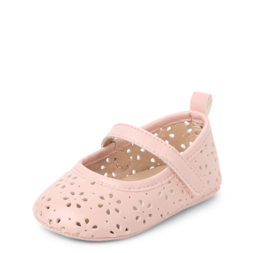 Baby Girls Perforated Floral Ballet Flats - Pink