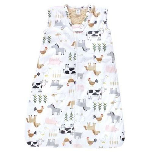 Hudson Baby Boys Plush Faux Fur Sleeping Bag, Wearable Blanket, Cute Farm