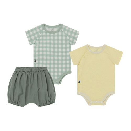 [Set] Bloomers & Cotton Mesh Bodysuit 2P