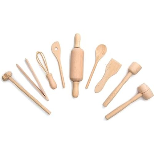 Fox Run Junior Cooking and Baking Tools Set, Wood, 9-Piece