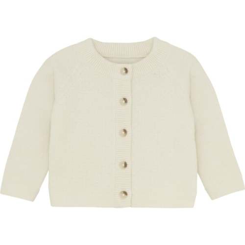 Babys Organic Cotton Knit Cardigan, Antique White