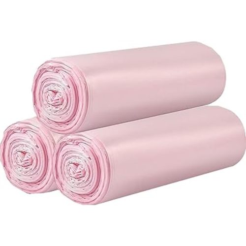 3 Rolls Small Trash Bags - 60 Counts Durable 4 Gallon Small Garbage Bags for home office kitchen Bathroom Bedroom Trash Can liners（Pink）