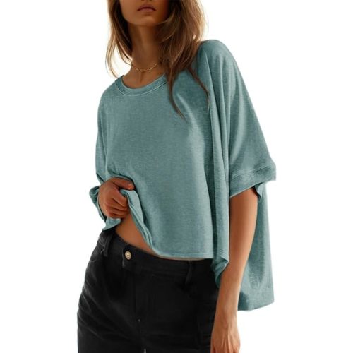 Dokotoo Summer Shirts 2026 Womens Solid T Shirts for Women Loose Oversized Tops Basic Tee