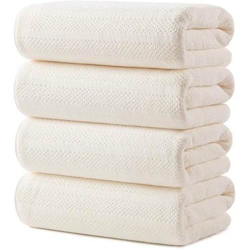 ecolook Microfiber Bath Towels Set of 4, 31 x 63 Inch Extra Large Bath Towel Set, Super Soft & Highly Absorbent, Quick Dry Lightweight Towels for Bathroom, Gym, Spa, Pool & Travel, Beige