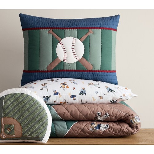 Baseball Bears Quilt Bedding Set