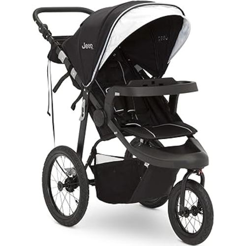 Jeep Hydro Sport Plus Jogger by Delta Children, Includes Car Seat Adapter, Black, Neoprene, Leather