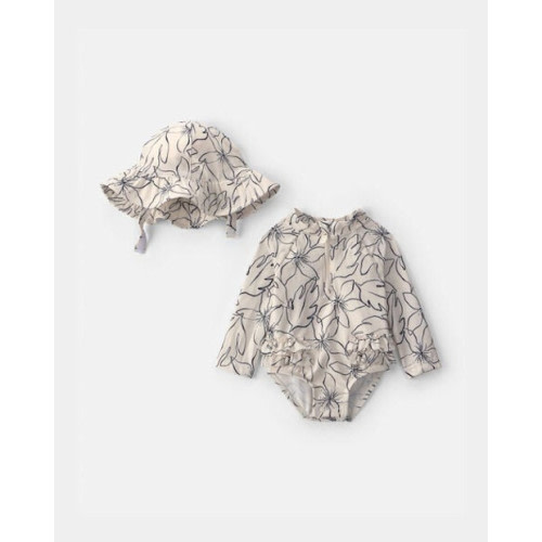 Carter's 2-Piece Floral Rashguard Swimsuit & Hat Set
