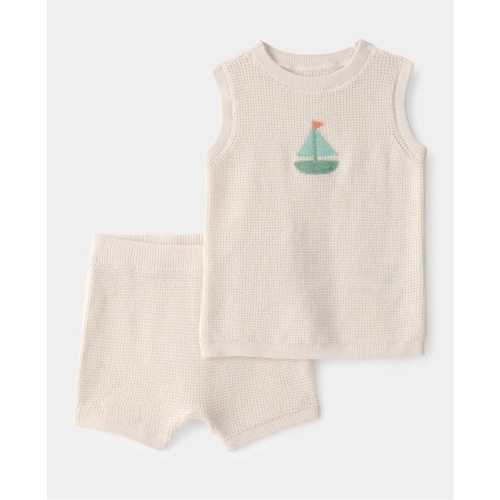 Baby 2-Piece Sailboat Crochet Top & Short Set - Cream | Carter's